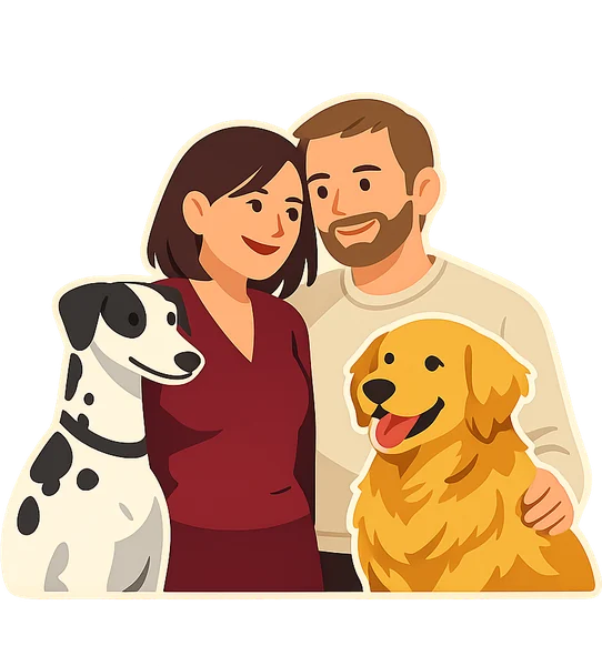 Una pareja con sus dos perras